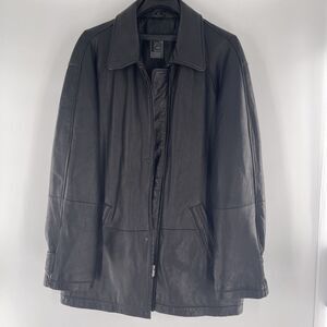 Comstock Expedition Mens Black Genuine Leather Quilted Lining Car Coat Jacket XL